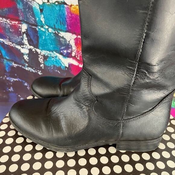 Frye & Co Tania Black Leather Pull On Tall Riding Boots Equestrain Size 6 1/2 - Picture 7 of 16